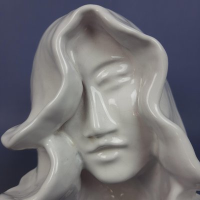 Vintage Majolica Sculpture of Woman's Face, 1960s-PWG-2041277