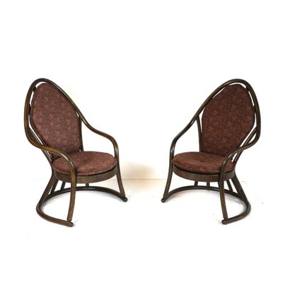 Vintage Manou Rattan Armchairs and Table With Glass Top, 1970s, Set of 2-XID-1259772