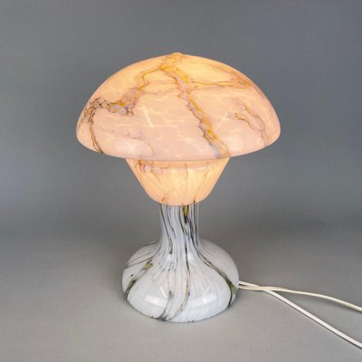 Vintage Marbled Glass Mushroom Table Lamp, 1930s-TZ-1310012