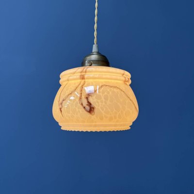 Vintage Marbled Yellow Glass Hanging Lamp-NPL-2028666