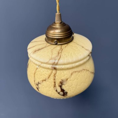 Vintage Marbled Yellow Glass Hanging Lamp-NPL-2028666