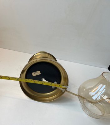 Vintage Maritime Table Lamp in Brass and Smoke Glass from Abo Randers, 1970s-LCR-1729645