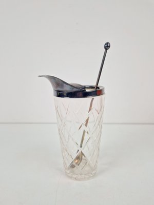 Vintage Martini Cocktail Mixer & Spoon in Crystal & Silver-Plating from Val Saint Lambert, 1960s, Set of 2-AXJ-2020522