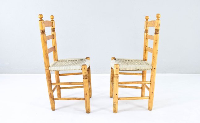 Vintage Mediterranean Chairs in Wood and Rope, 1920s, Set of 2-IJF-1789981