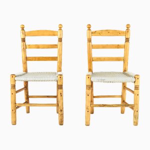 Vintage Mediterranean Chairs in Wood and Rope, 1920s, Set of 2-IJF-1789981