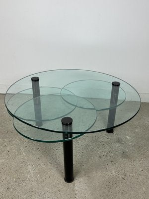 Vintage Metal and Glass Coffee Table with 4 Trays, 1980s-RWZ-2028290