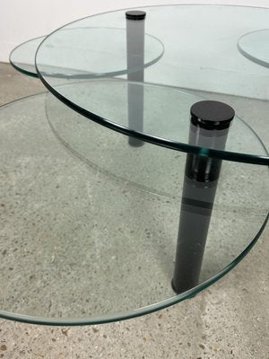 Vintage Metal and Glass Coffee Table with 4 Trays, 1980s-RWZ-2028290