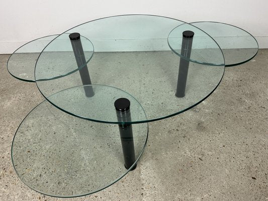 Vintage Metal and Glass Coffee Table with 4 Trays, 1980s-RWZ-2028290