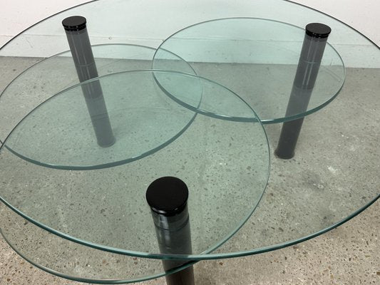 Vintage Metal and Glass Coffee Table with 4 Trays, 1980s-RWZ-2028290