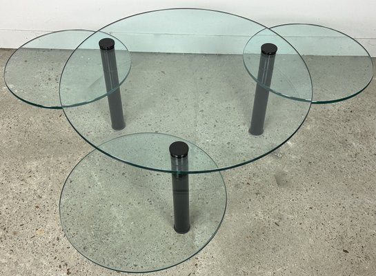 Vintage Metal and Glass Coffee Table with 4 Trays, 1980s-RWZ-2028290