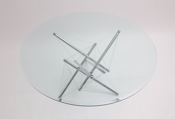 Vintage Metal and Glass Dining Table, 1980s-NB-582380