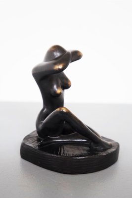 Vintage Metal and Wooden Statue of a Nude Woman, 1970s-RCE-1436102