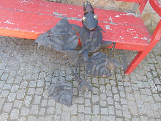 Vintage Metal Frog Planter, 1970s-CAQ-920055