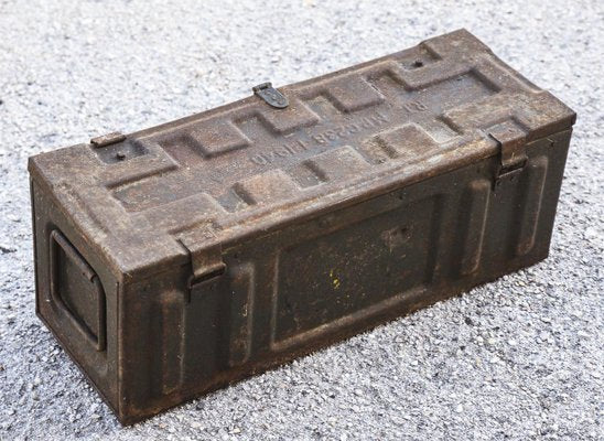 Vintage Metal Military Trunk, 1940s-RAQ-1389096