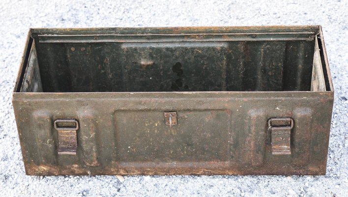 Vintage Metal Military Trunk, 1940s-RAQ-1389096