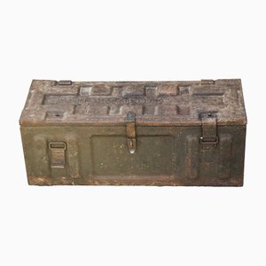 Vintage Metal Military Trunk, 1940s-RAQ-1389096