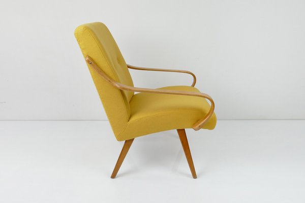 Vintage Mid-Century Yellow Wool Armchair, 1960s-HDN-1726525