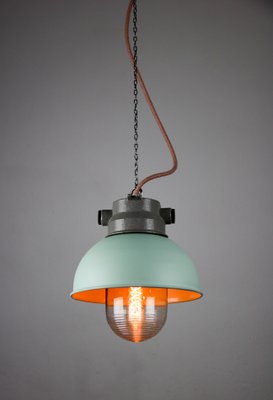 Vintage Mint Small Industrial Pendant Lamp from TEP-HGJ-739251