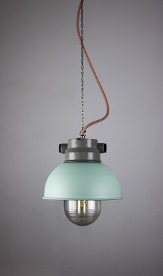 Vintage Mint Small Industrial Pendant Lamp from TEP-HGJ-739251