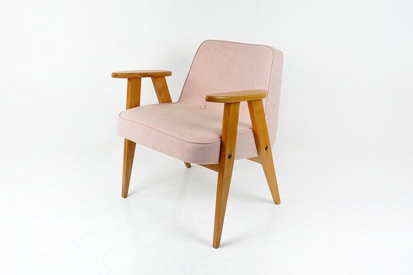 Vintage Model 366 Armchair in Pink Woool by Józef Chief Chiefski, 1960s-HDN-1743070