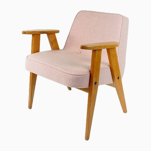 Vintage Model 366 Armchair in Pink Woool by Józef Chief Chiefski, 1960s-HDN-1743070