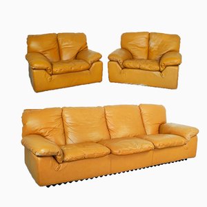 Vintage Model Bonheur 2-Seat Sofa & Armchairs by Ammannati & Calves, 1970s, Set of 3-ZLY-750152