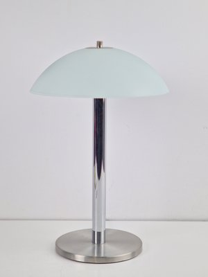 Vintage Modern Mushroom Table Lamp in Sandblasted Glass Stainless Steel & Chrome, 1960s-AXJ-2040406