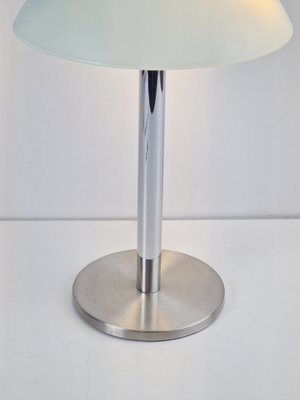 Vintage Modern Mushroom Table Lamp in Sandblasted Glass Stainless Steel & Chrome, 1960s-AXJ-2040406