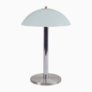 Vintage Modern Mushroom Table Lamp in Sandblasted Glass Stainless Steel & Chrome, 1960s-AXJ-2040406