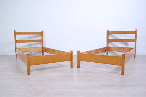 Vintage Modern Wood Bed Frame, 1960s, Set of 2-XSG-1363675