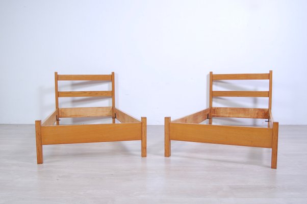 Vintage Modern Wood Bed Frame, 1960s, Set of 2-XSG-1363675