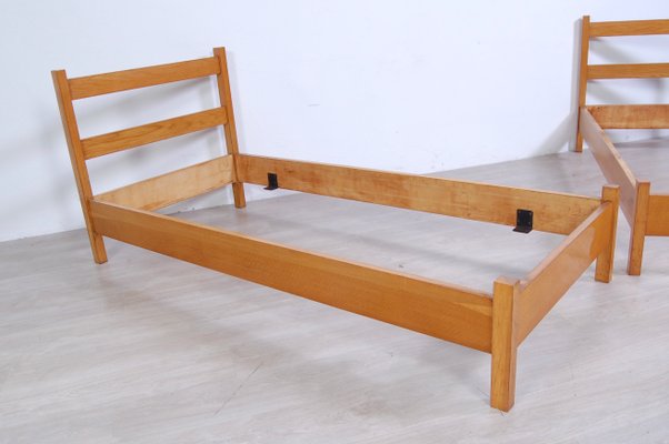 Vintage Modern Wood Bed Frame, 1960s, Set of 2-XSG-1363675