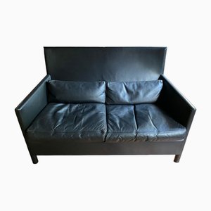 Vintage Molteni Black Leather Sofa, 1980s-QVY-1771263