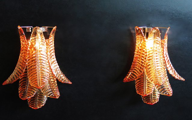 Vintage Murano Amber Felci Glass Wall Sconces, 1990s, Set of 2-FHZ-1818556