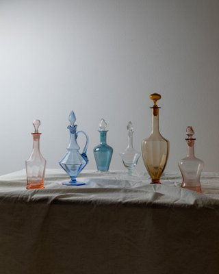 Vintage Murano Glass Carafes with Stoppers, Italy, 1950s, Set of 6-HVJ-2026492