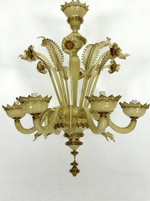 Vintage Murano Glass Chandelier with Gold, 1950s-OT-1767803