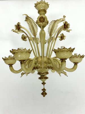 Vintage Murano Glass Chandelier with Gold, 1950s-OT-1767803