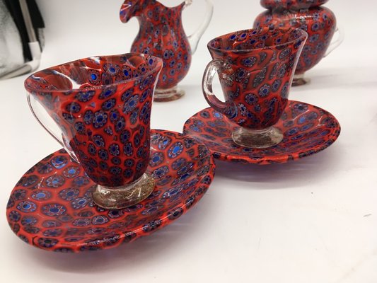 Vintage Murano Glass Cup Coffee Set, Set of 7-XQC-1093215