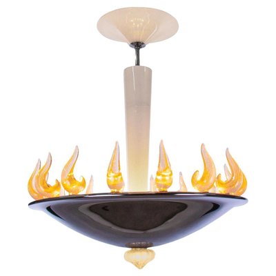 Vintage Murano Glass Flame Chandelier attributed to Barovier & Toso, 1950s-DEK-1399532