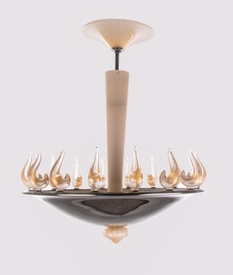 Vintage Murano Glass Flame Chandelier attributed to Barovier & Toso, 1950s-DEK-1399532