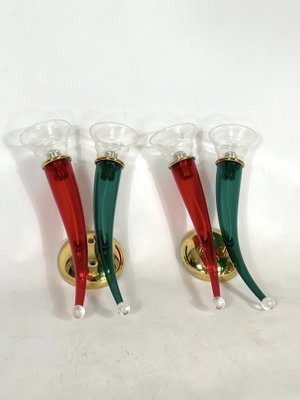 Vintage Murano Glass Sconces from Veart, Italy 1970s, Set of 2-OT-1291016