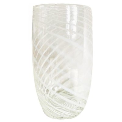 Vintage Murano Glass Vase with Swirl White, 1950s-BMU-1814118