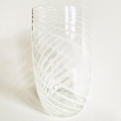 Vintage Murano Glass Vase with Swirl White, 1950s-BMU-1814118