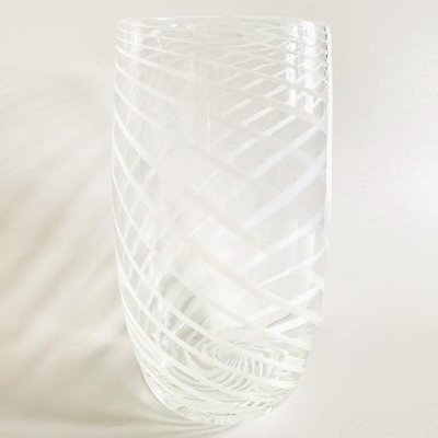 Vintage Murano Glass Vase with Swirl White, 1950s-BMU-1814118