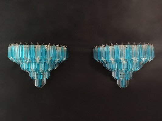 Vintage Murano Wall Sconces with 63 Clear and Blue Prisms, 1990s, Set of 2-FHZ-1823644