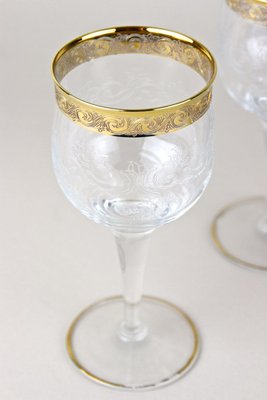 Vintage Murano Wine Glasses with Gold Rim, 1940, Set of 6-TQA-2034398