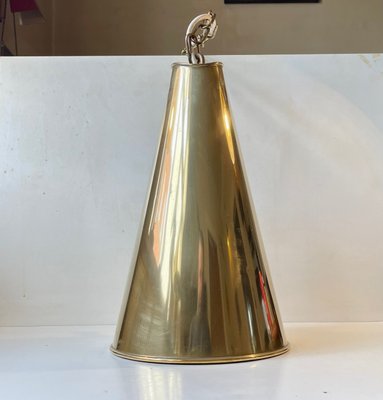 Vintage Nautical Brass Megaphone Pendant Lamp, 1970s-LCR-1365082