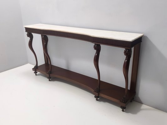 Vintage Neoclassical Console with Carrara Marble Top, Italy, 1950s-JPQ-2027838