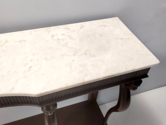 Vintage Neoclassical Console with Carrara Marble Top, Italy, 1950s-JPQ-2027838