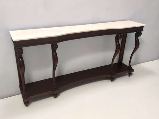 Vintage Neoclassical Console with Carrara Marble Top, Italy, 1950s-JPQ-2027838